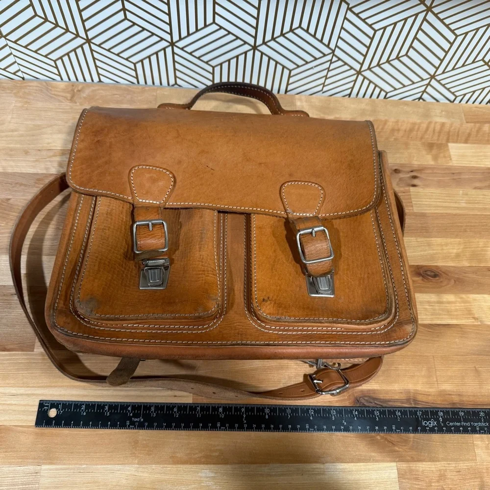 JJ Kübler leather bag natural leather bag 30x40 cm briefcase travel bag vintage